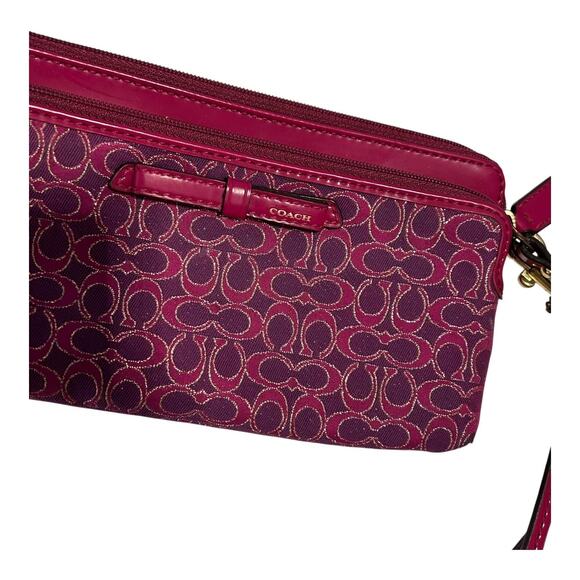 Vintage Coach Wristlet Clutch Womens Signature Canvas Monogram Zip Purse Handbag - Picture 3 of 7